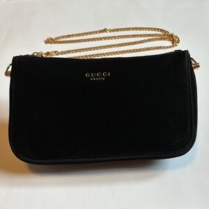 Gucci Black Velvet Crossbody or Shoulder Beauty Bag